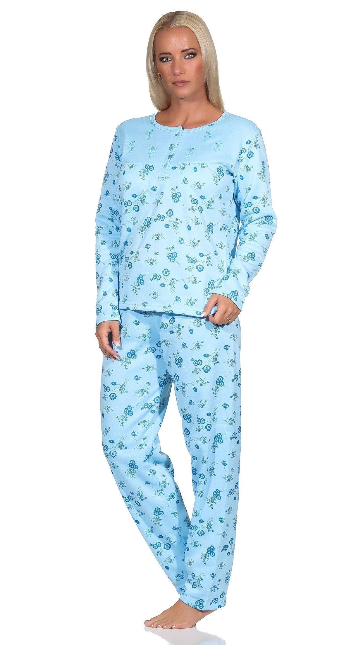 EloModa Pyjama Damen Winter Pyjama Thermo zweiteiliger Schlafanzug, Gr. M L XL 2XL (2 tlg) Türkis