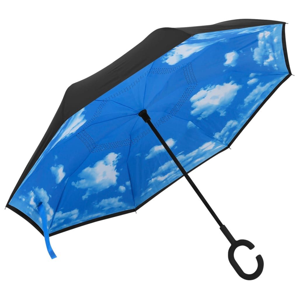vidaXL Taschenregenschirm Regenschirm C-Griff Schwarz 108 cm