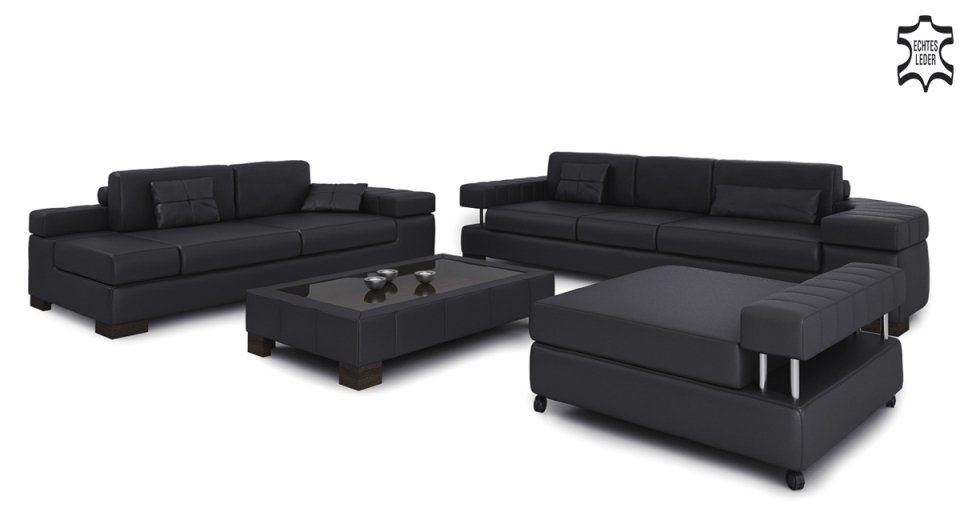 JVmoebel Polstergarnitur Weiße Ledersofa 3+2+1 Sitzer Garnitur Designersofa Sofa Textil, (3+2+1 Sitzer), Made in Europa