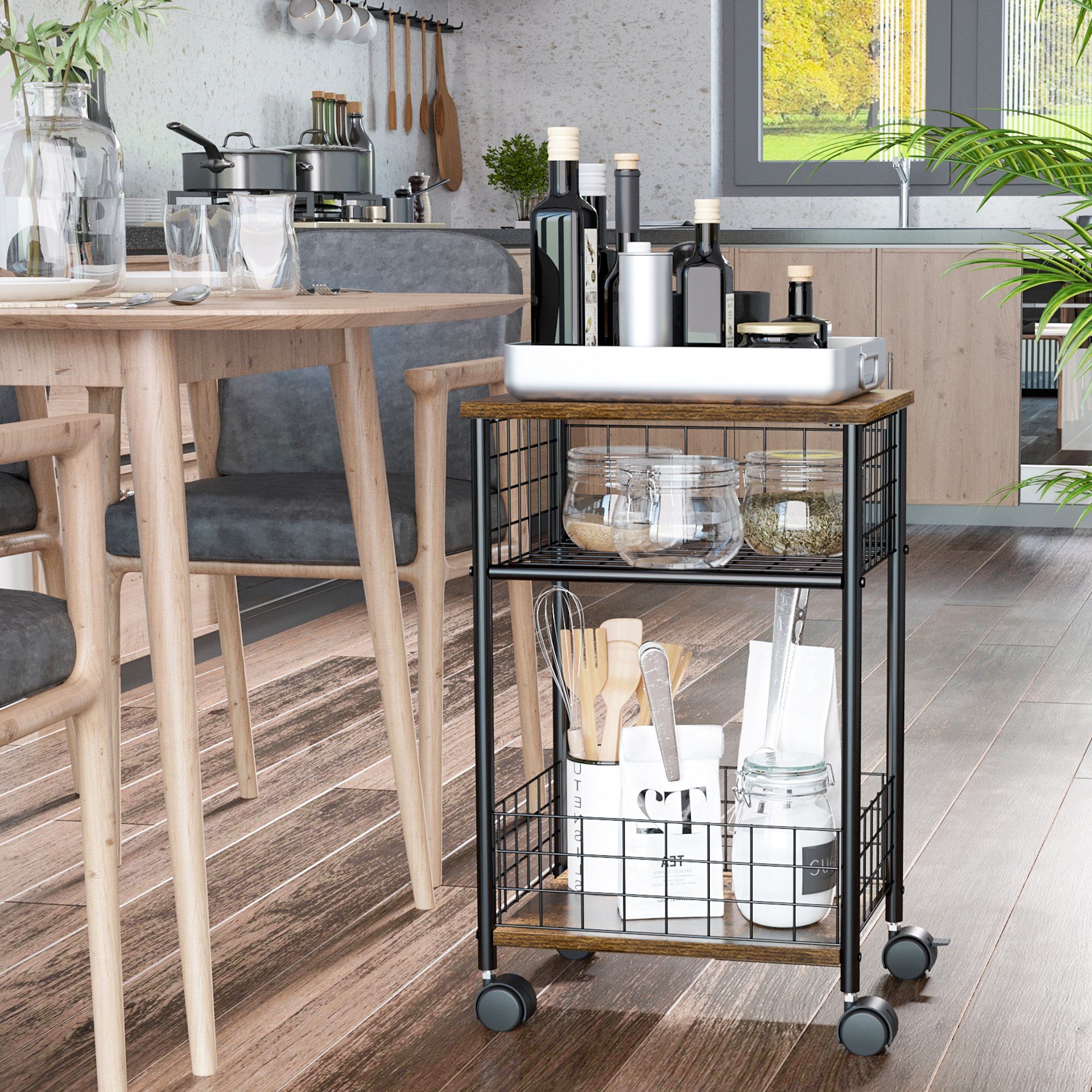 HOMCOM Servierwagen Küchenwagen mit Arbeitsplatte und günstig online kaufen