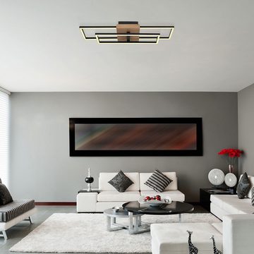 Globo LED Deckenleuchte, Leuchtmittel inklusive, Warmweiß, Deckenlampe LED Deckenleuchte Flur Holzoptik Wohnzimmerlampe zum