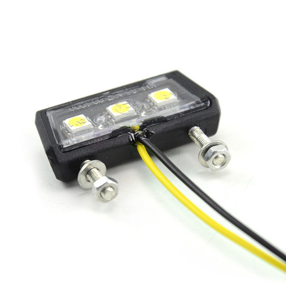 Hikity Kennzeichenhalter Motorrad Kennzeichenleuchte 3 SMD LED Chip Mini Tiny Lampe 12V, (Einzelpackung, 1-St), 12V,weißes Licht