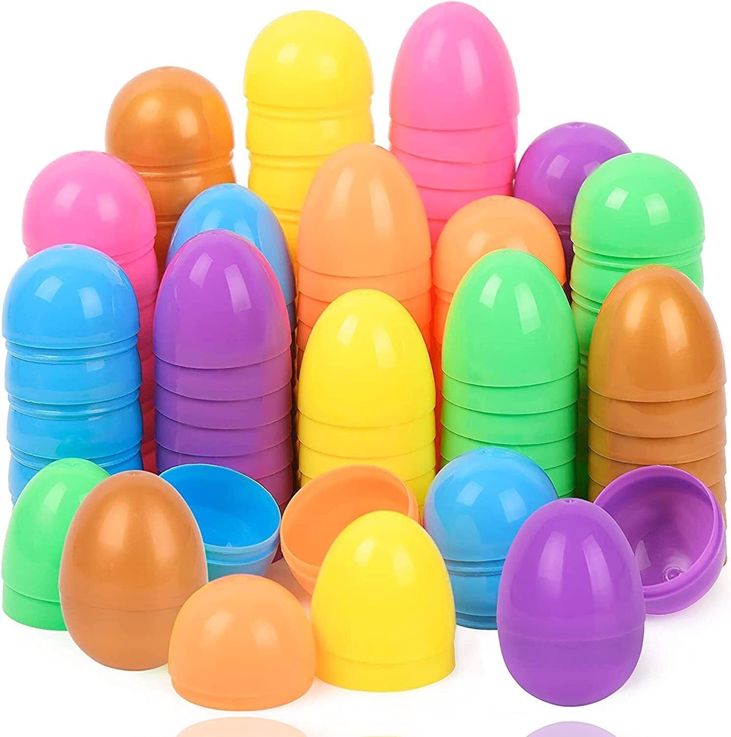 Hey!Easter® Osterei 12x Ostereier Plastikeier Kunststoffeier Überraschungseier (12er Set, 12 St., 12x Plastikeier in bunten Farben), Einfaches Öffnen und Schließen