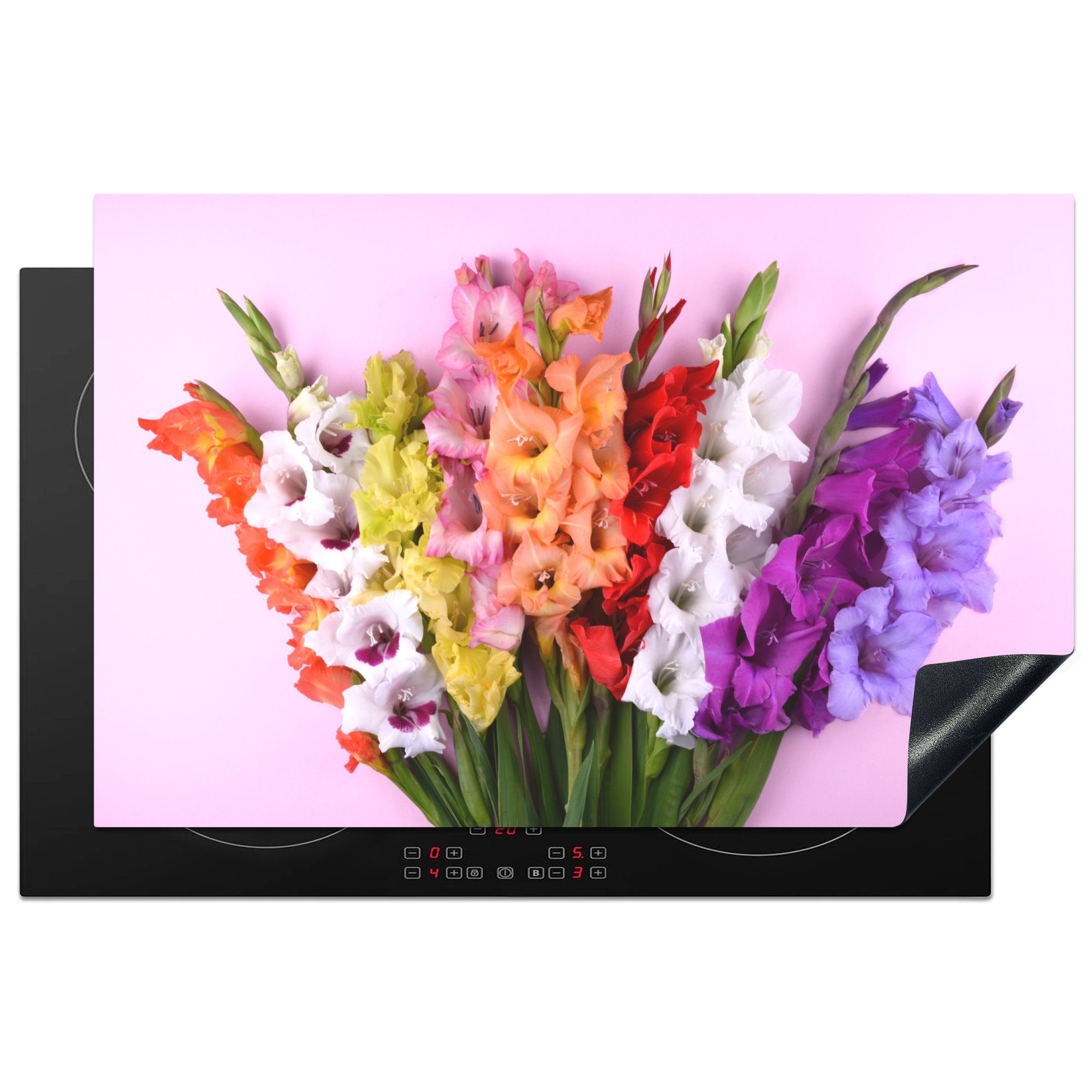 MuchoWow Herdblende-/Abdeckplatte Gladiolen - Blumen - Farben, Vinyl, (1 tlg), 81x52 cm, Induktionskochfeld Schutz für die küche, Ceranfeldabdeckung