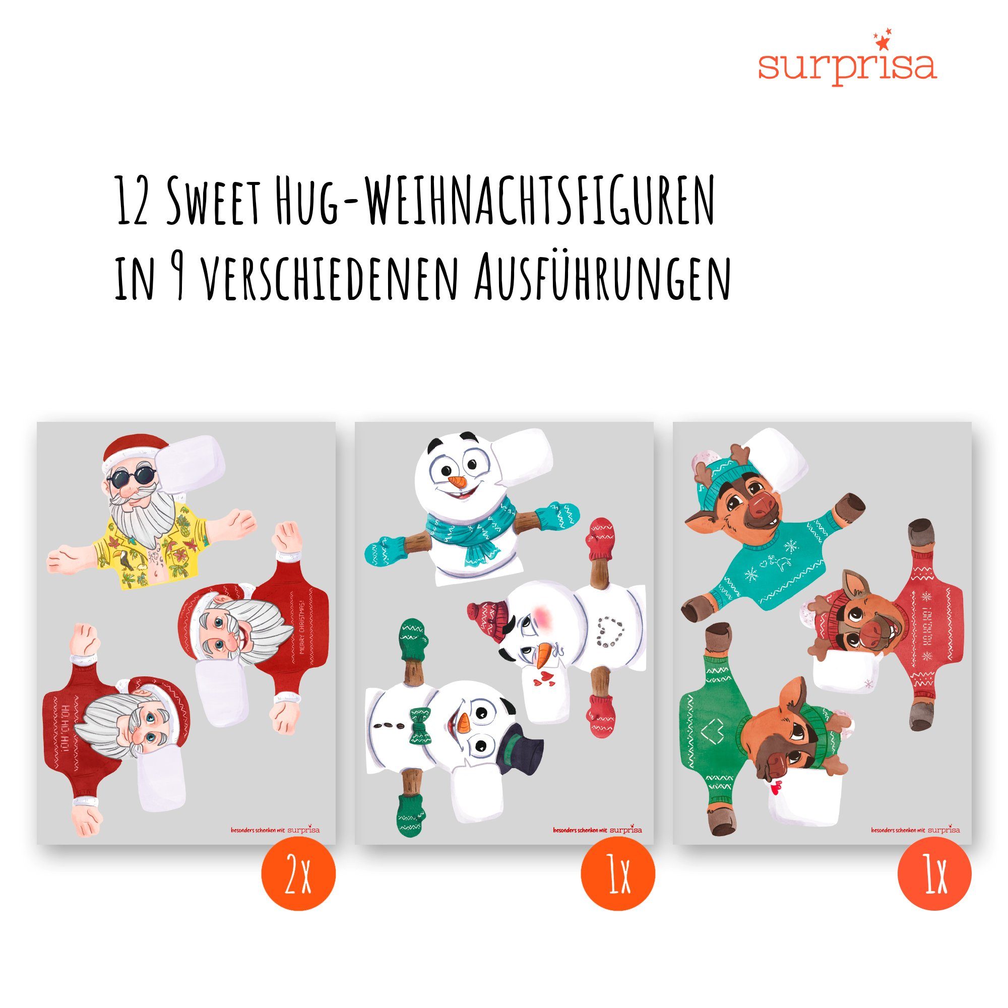 SURPRISA Grußkarte Sweet Hugs - für individuelle Geschenke, Geschenkkarte mit persönlicher Note für viele kleine Geschenke