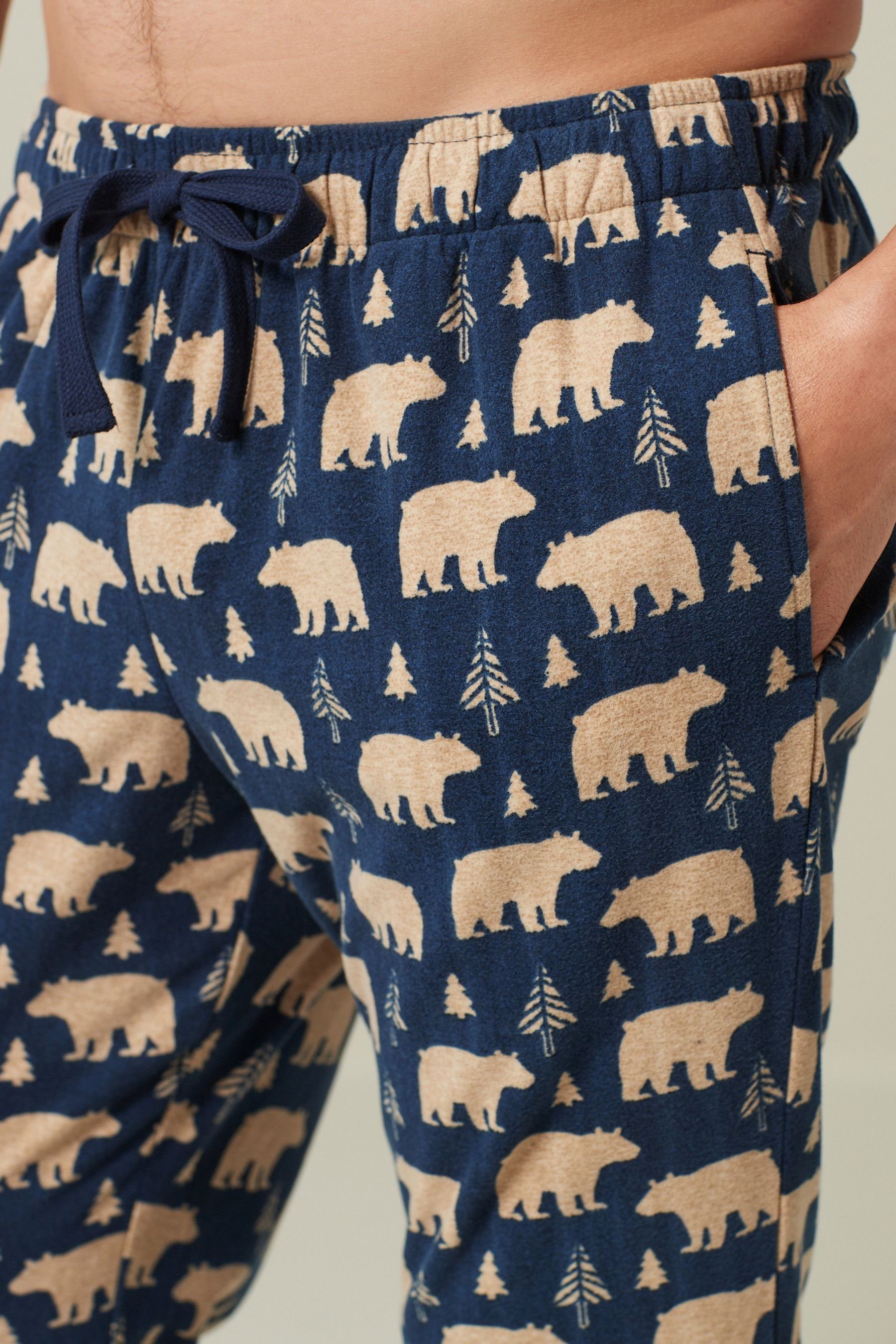 Motion Flex gemütliche Pyjamahose Schlafanzughose (1-tlg) Blue Navy Next Bear