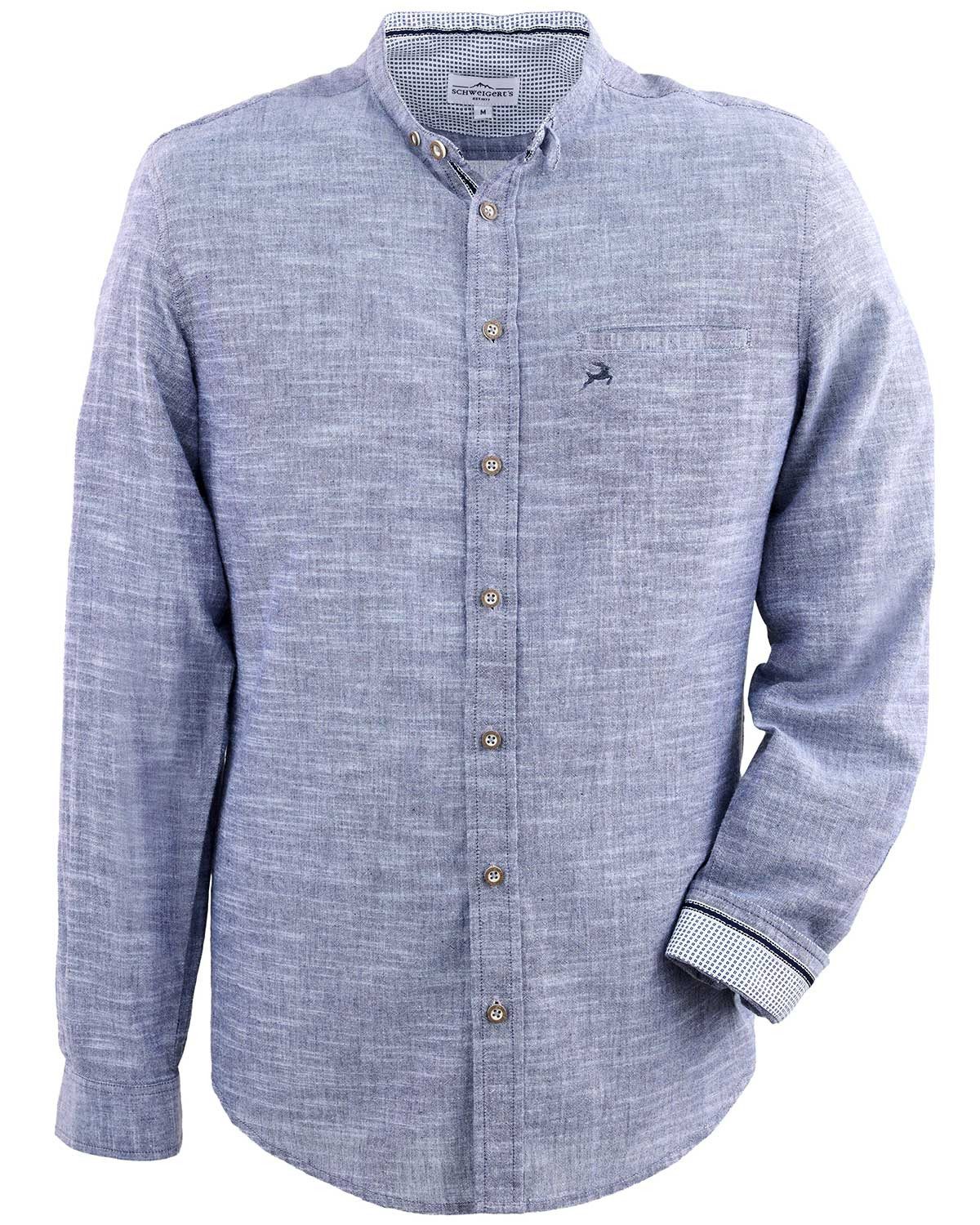 Maddox Trachtenhemd Trachtenhemd mit Stehkragen - Hemd-106, Blau