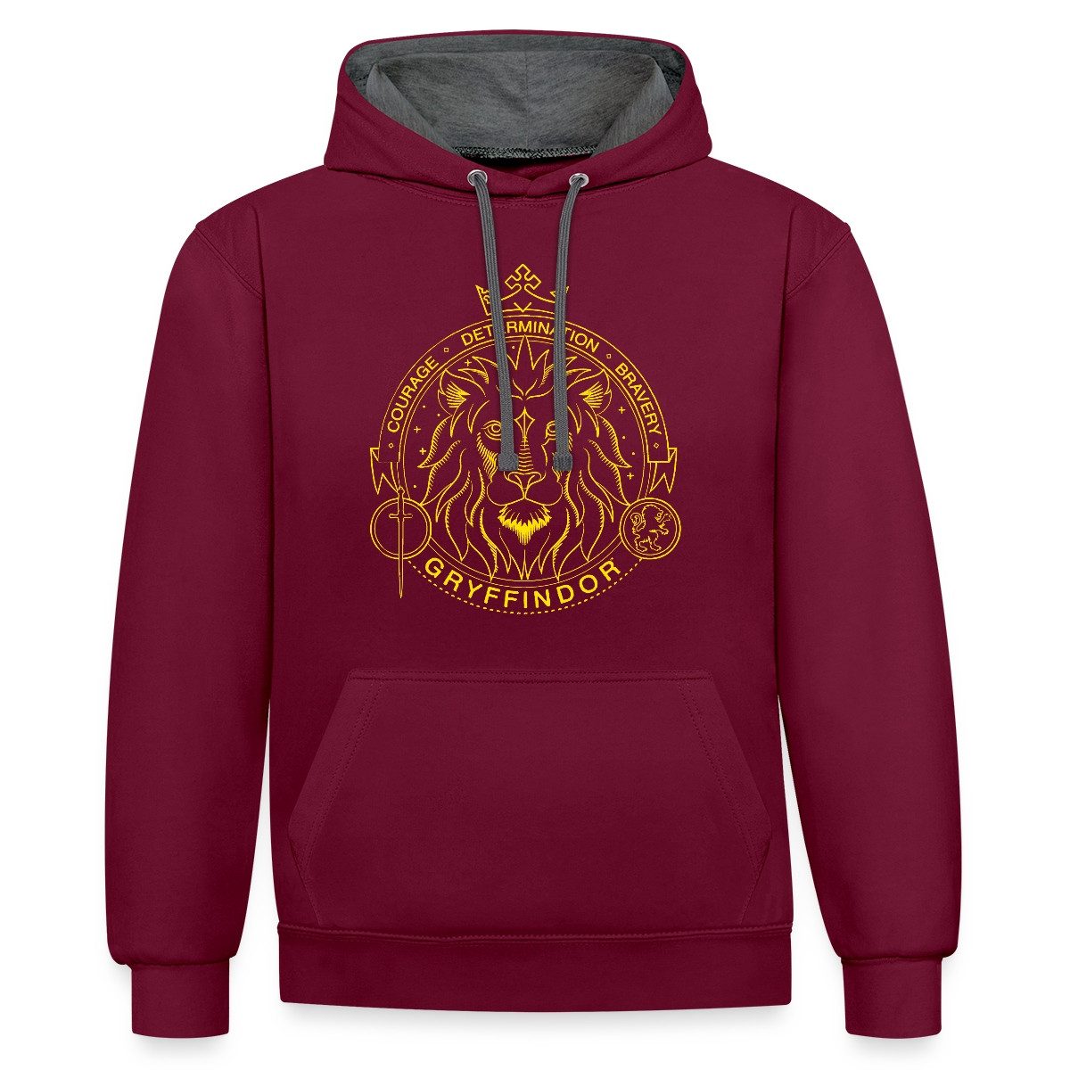 Spreadshirt Hoodie Harry Potter Gryffindor Wappen Löwe Unisex Kontrast Hood günstig online kaufen