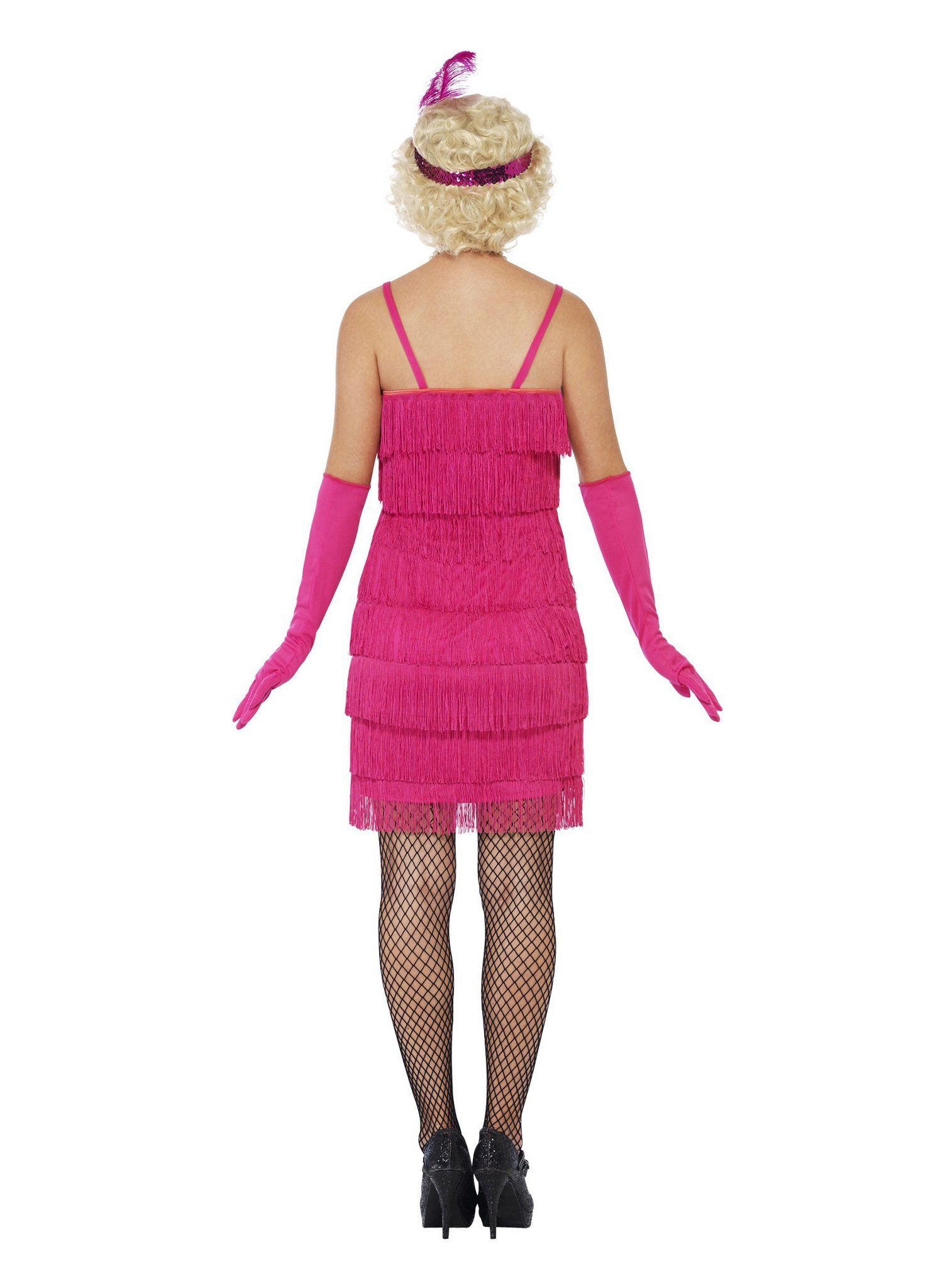 Smiffys Kostüm Pinkfarbenes Flapper Cocktailkleid mit Fransen, Rosafarbenes günstig online kaufen
