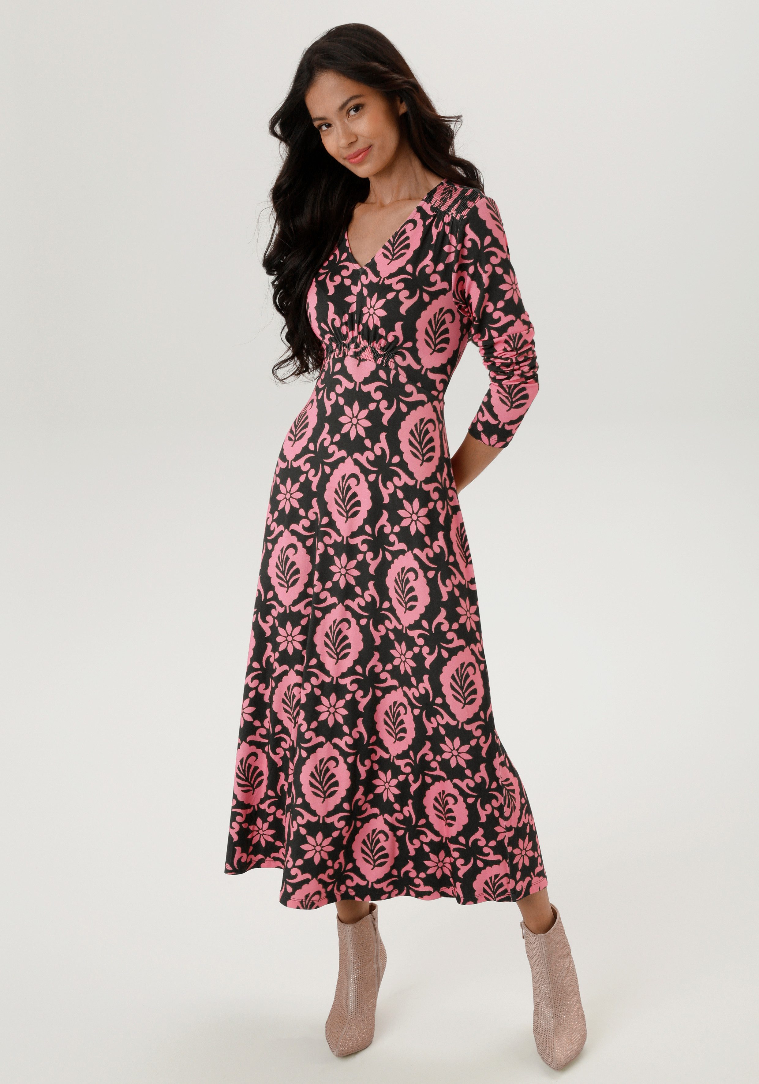 Aniston SELECTED Midikleid mit Smok-Details - NEUE KOLLEKTION