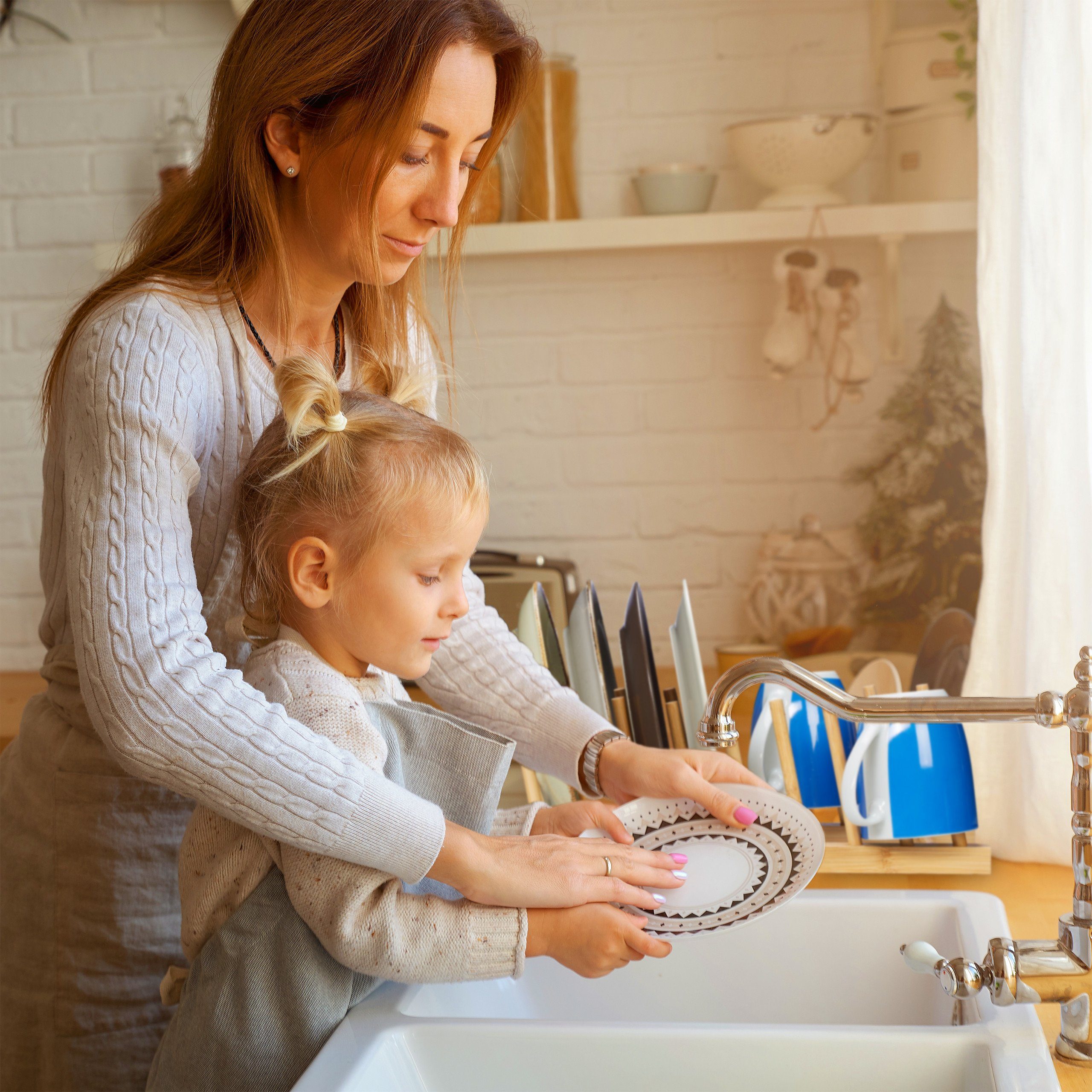 relaxdays Geschirrständer Tellerständer Bambus
