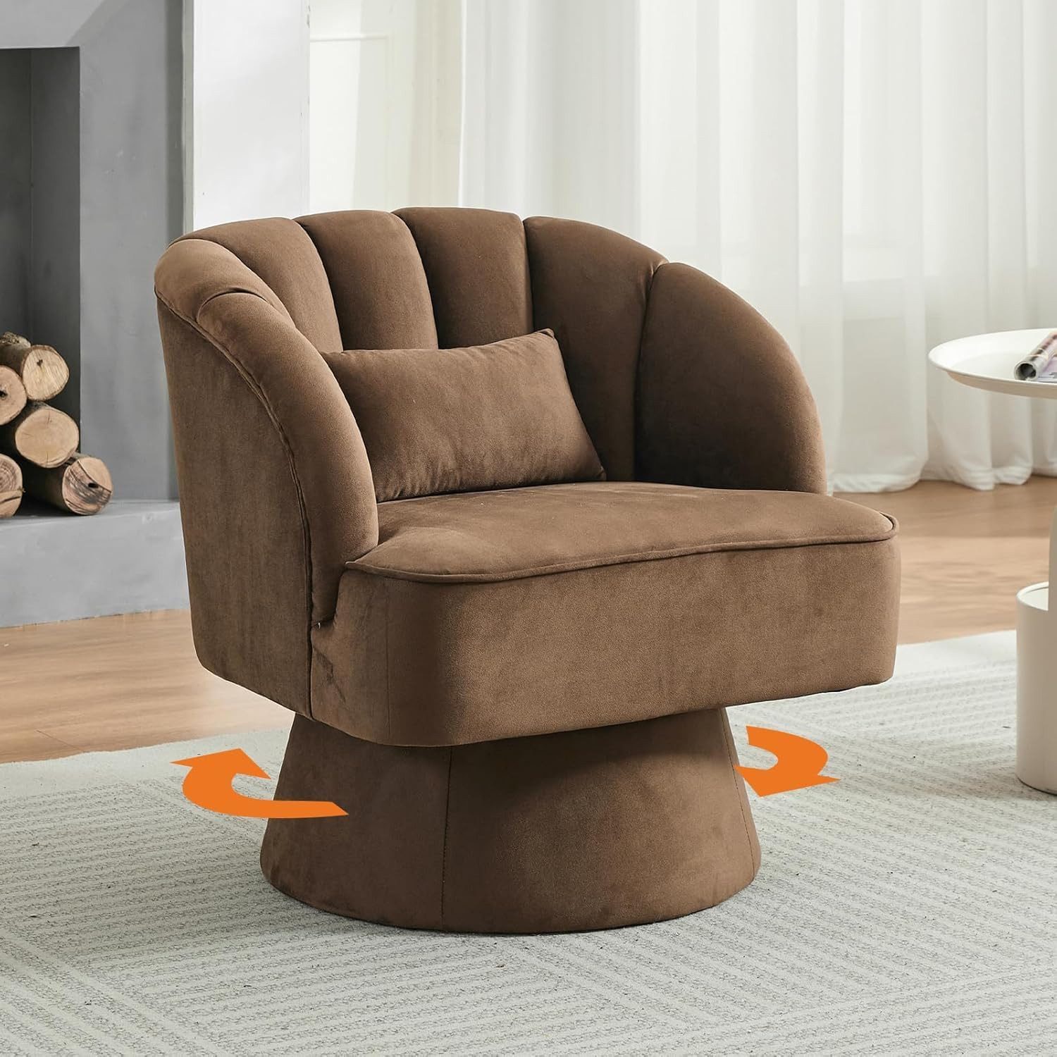 GarveeMore Sessel Sessel mit 360 Grad drehbare Kuscheltonnen-Akzentsofasessel, Samtbezug,Armlehnensessel,Polstersessel,Akzentstul – Bild 4 von 5