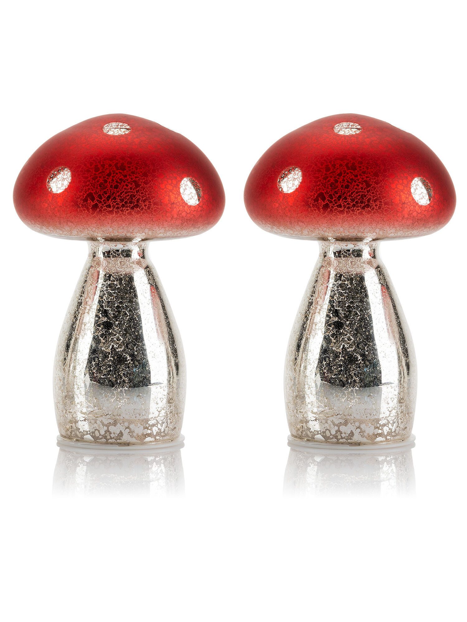 Dekorieren macht glücklich Dekoobjekt LED Dekolicht Fliegenpilz, mittel, 2er-Set (2 St., 2er-Set), mit Timerfunktion, warmweißes Licht für gemütliche Innenbeleuchtung