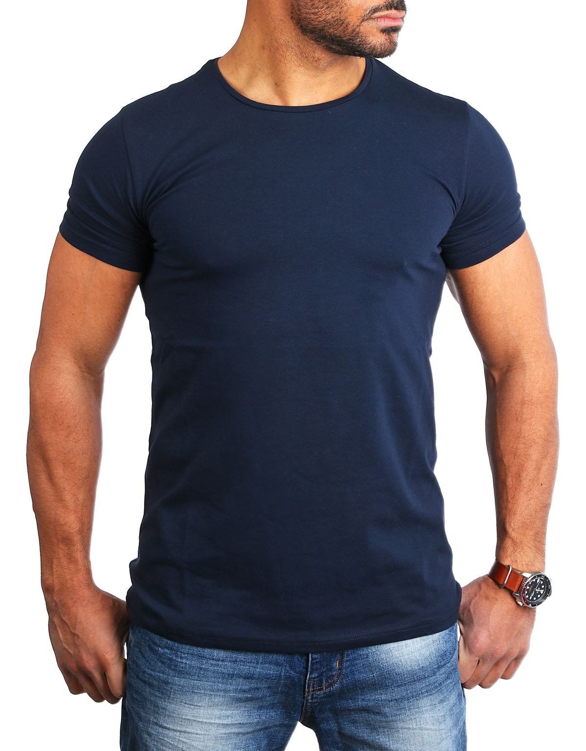 Young & Rich T-Shirt Herren Uni Basic rundhals Ausschnitt Unterziehshirt 17 günstig online kaufen