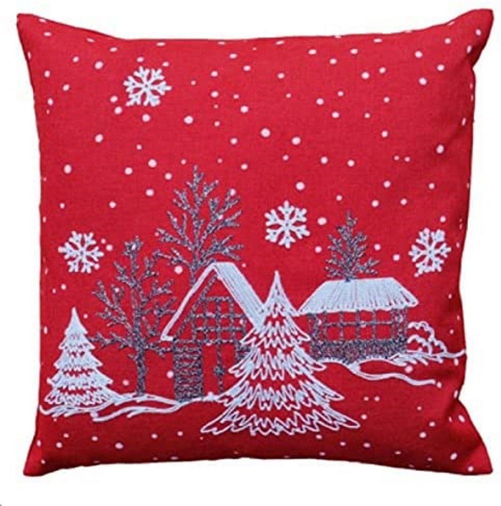 texpot Kissenhülle Stickerei Winterdorf Weihnachten Winter günstig online kaufen