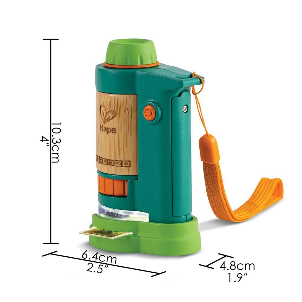 Hape Nature Fun Tragbares Mikroskop Kindermikroskop (mit Licht und Objekträgern für kleine Entdecker ab 4 Jahren)