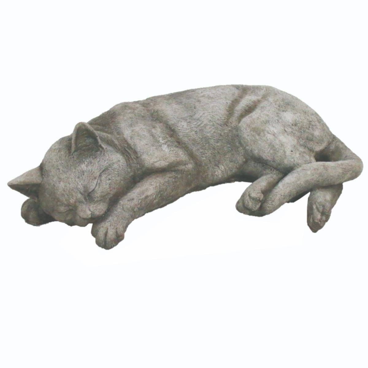 440s Gartenfigur 440s Katze liegend Antiksteinguss L ca. 45 cm, (Stück) | Figuren
