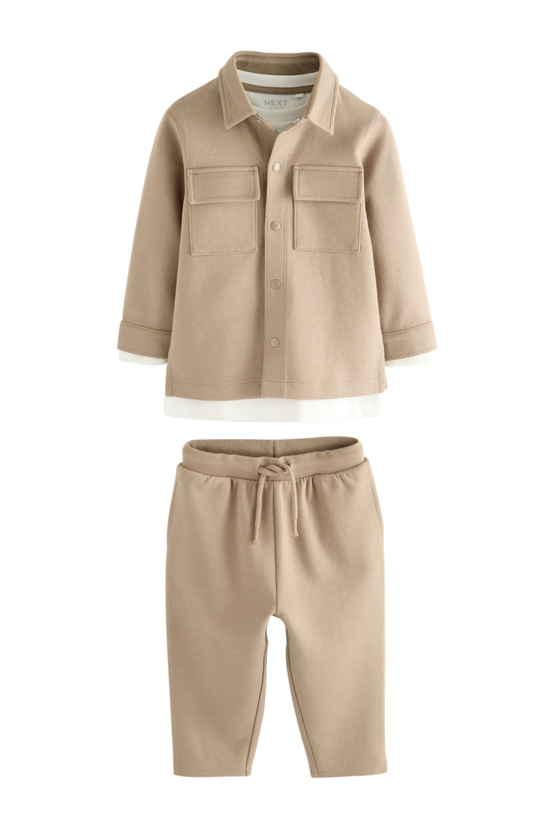 Shirt, Hose & Jäckchen T-Shirt und Jogginghose, 3-teiliges Set