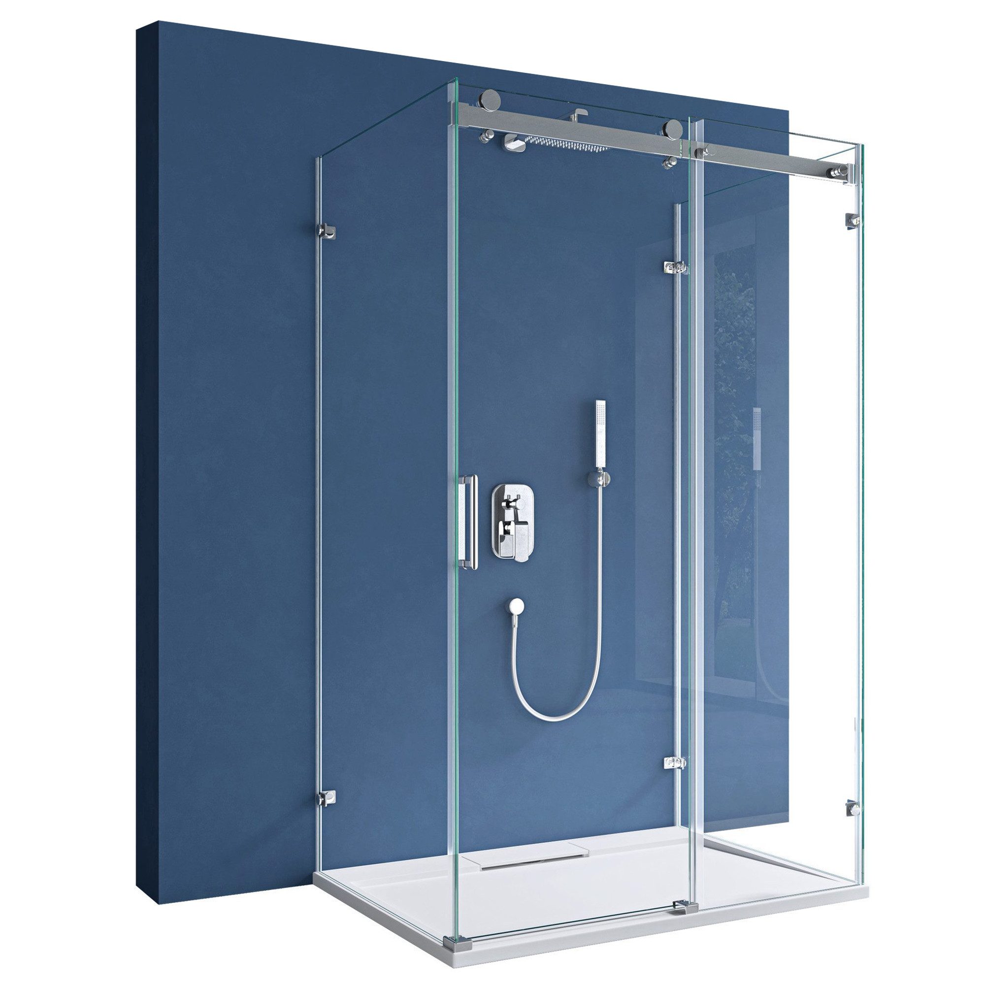 doporro Komplettdusche Duschkabine Duschabtrennung ESG mit Nano Easy-Clean R17-2UK, BxT: 100x70 cm, Einscheibensicherheitsglas (ESG), ebenerdiger Einbau möglich