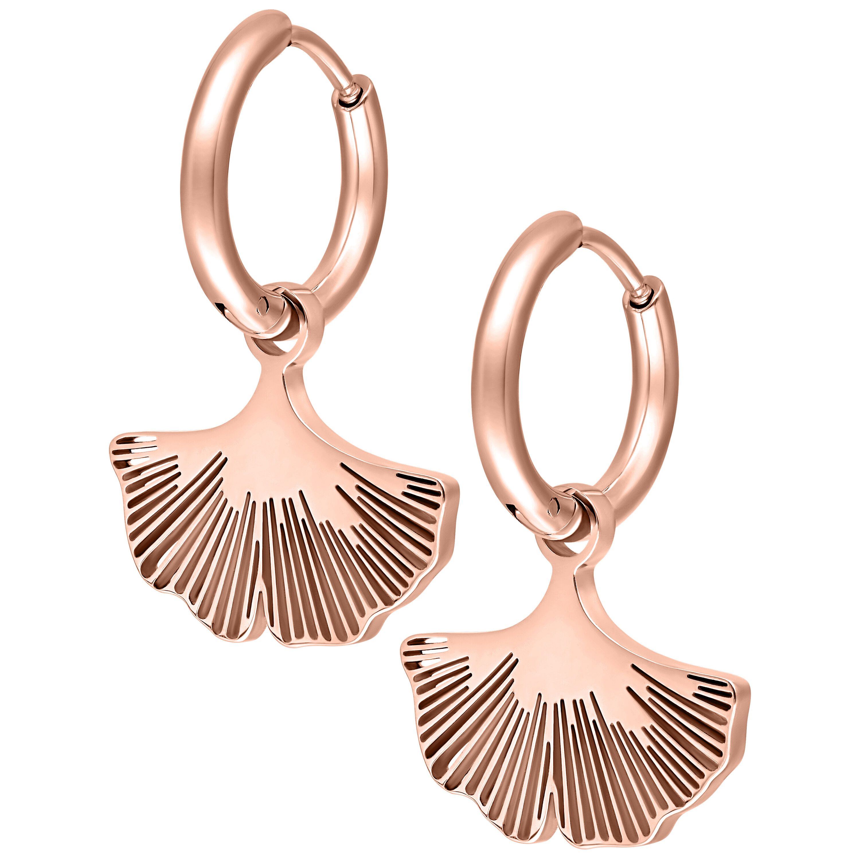 Paar Ohrhänger Little Ginkgo Hoops - Roségold