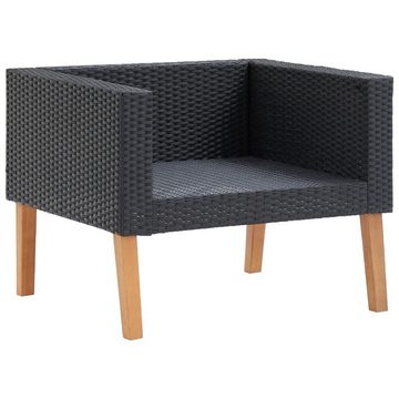 vidaXL Loungesofa 1-Sitzer-Gartensofa mit Auflagen Poly Rattan Schwarz, 1 Teile