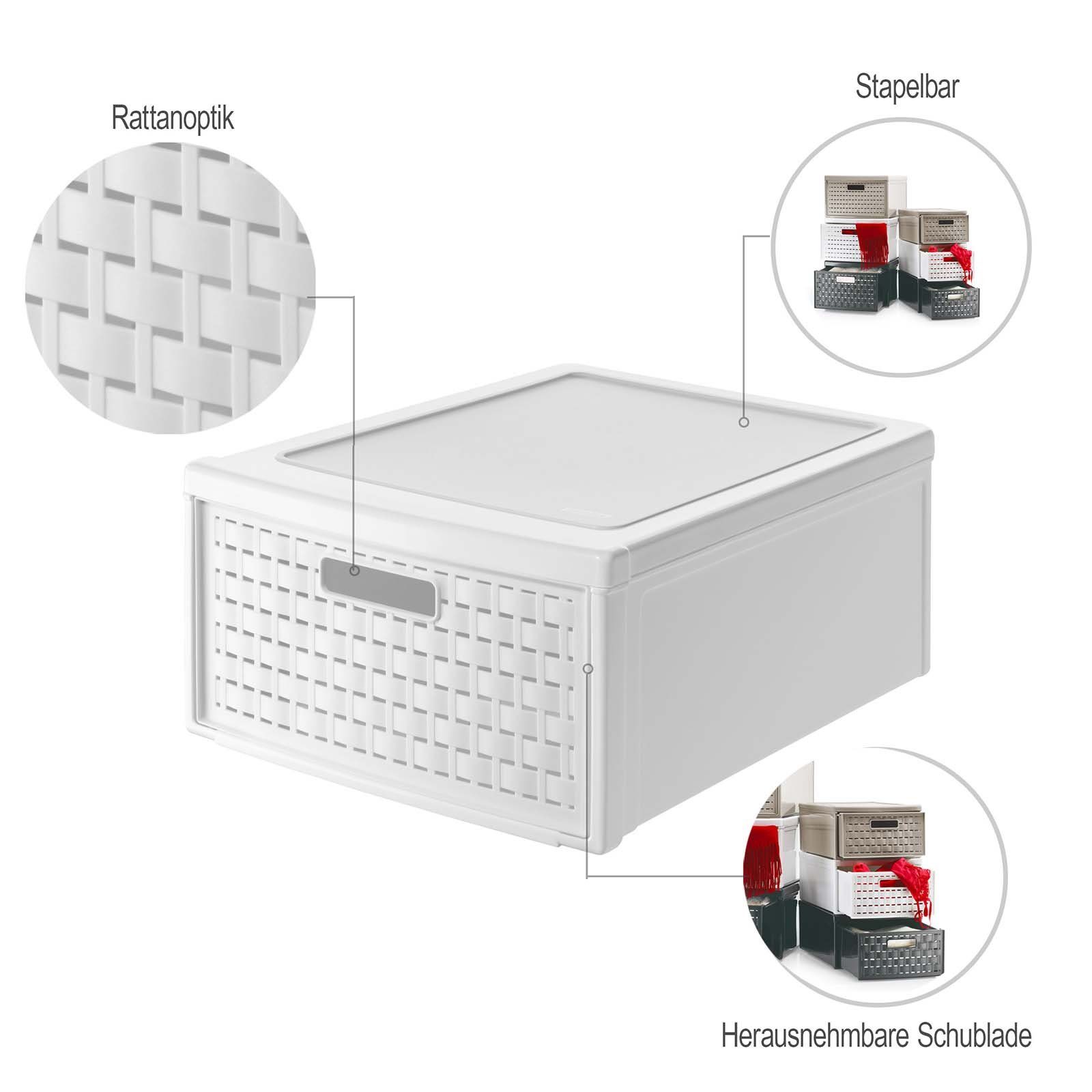 ROTHO Aufbewahrungsbox 3er-Set Schubladenbox COUNTRY 19l