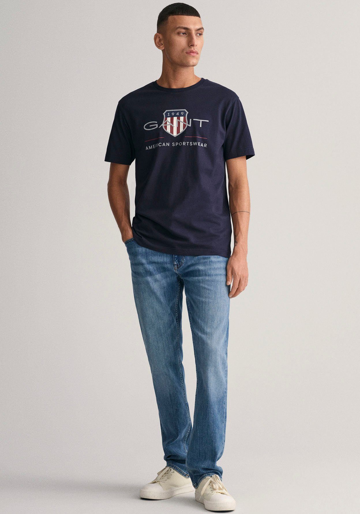 ARCHIVE SHIELD blue evening T-Shirt der Logodruck SS REG auf mit Gant Brust T-SHIRT