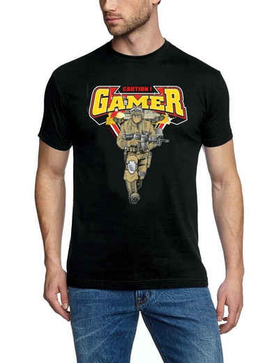 coole-fun-t-shirts Print-Shirt CAUTION Gamer T-Shirt für Zocker Onlinespieler Computerspieler