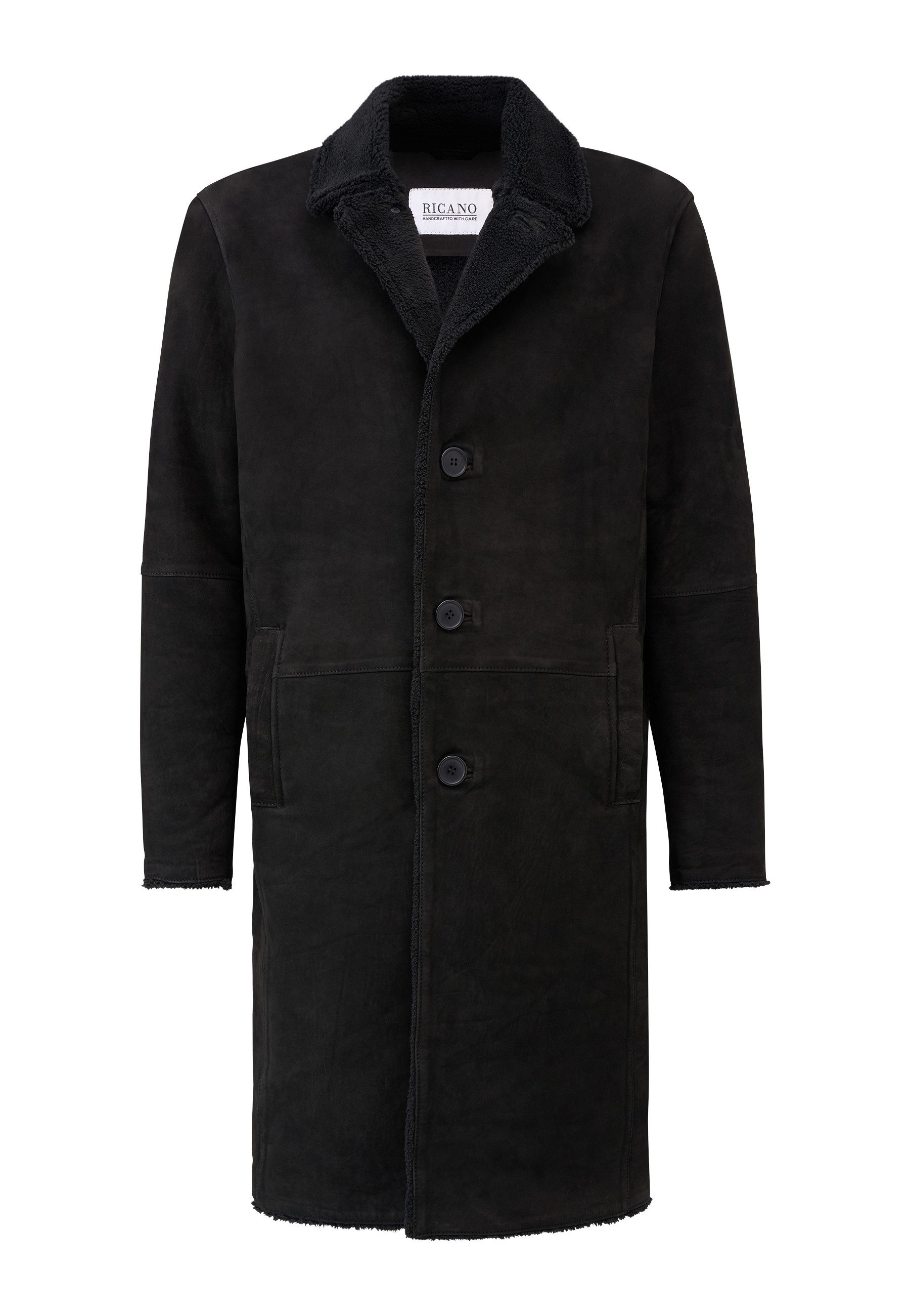 RICANO Ledermantel Leandro 100 % Lamm Velour Leder – samtig-weich & hochwertig