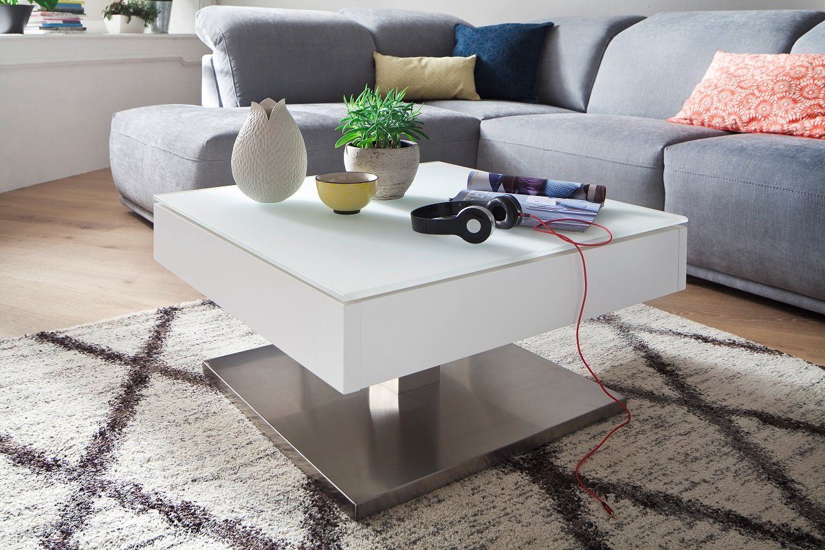MCA furniture Couchtisch Couchtisch Mariko, Glas / MDF, 75x75, weiß (no-Set), Breite 75 cm, Tischplatte aus Glas,MDF