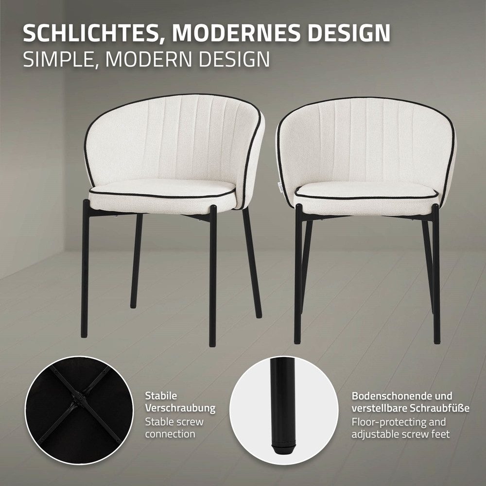 ML-DESIGN Polsterstuhl Esszimmerstühle mit Armlehne & Rückenlehne Ergonomische moderne Design (4 St), Armlehnstuhl mit Metallbeine 4er Set Beige Lounge Sessel bis 120kg