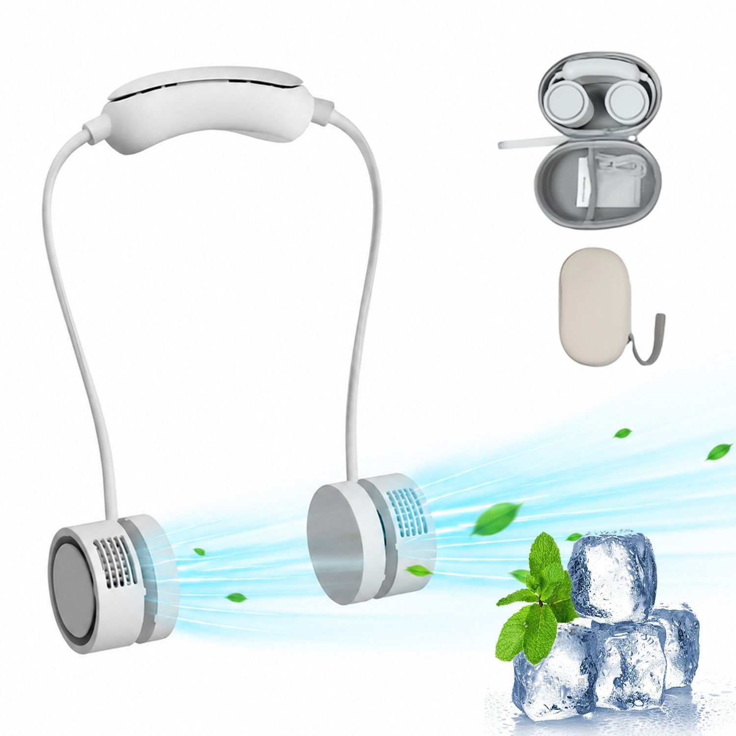 MOPUEA Turboventilator Nackenventilator Klappbar Akku Leise Sport Faltbar Mini 3 Stufen