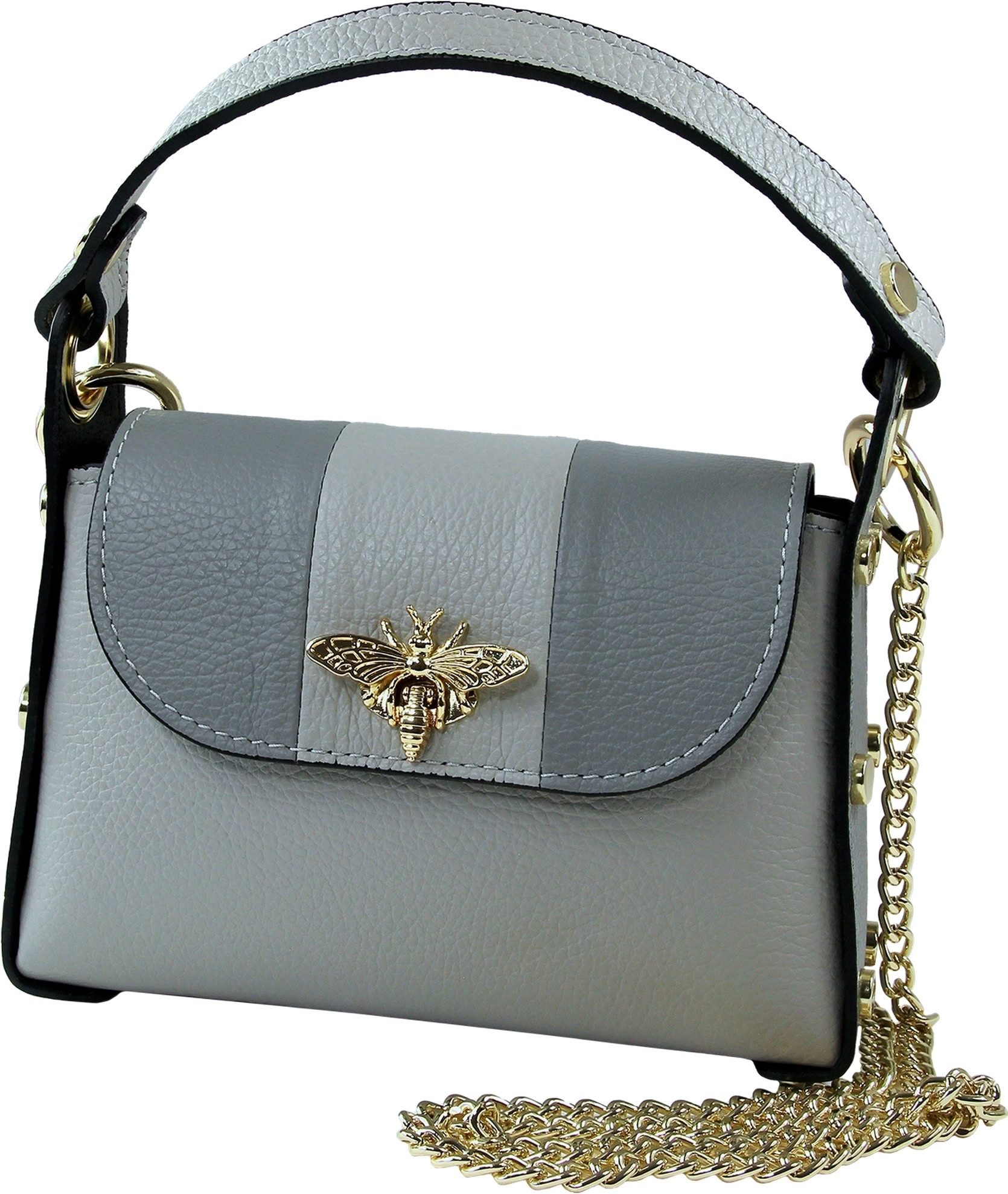 Umhängetasche Toscanto Tasche grau hellgrau Leder