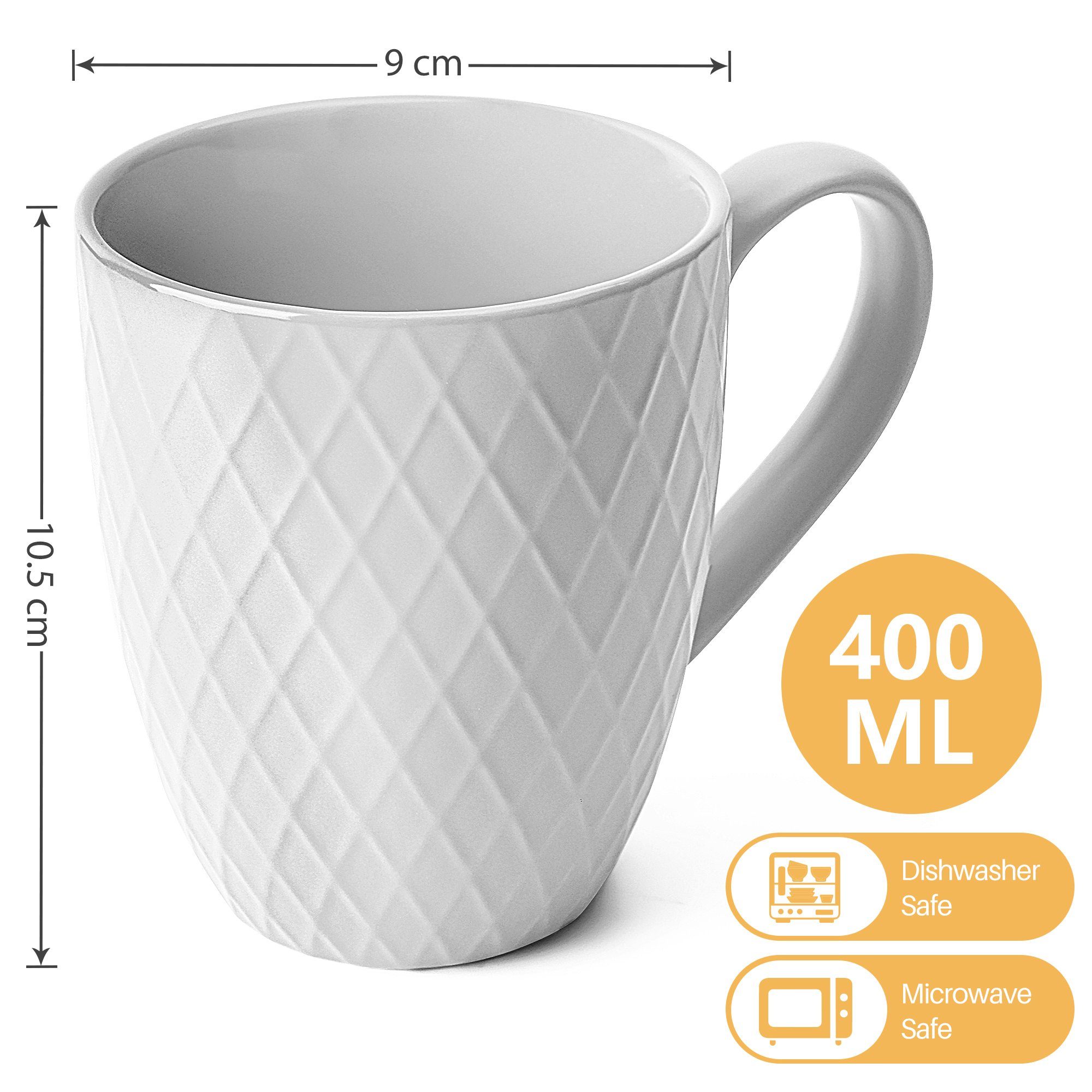 MiaMio Tasse 6 x 400 ml – Kaffeetassen Set / Becher– Moderne Keramik Matt, 6-tlg., Keramik
