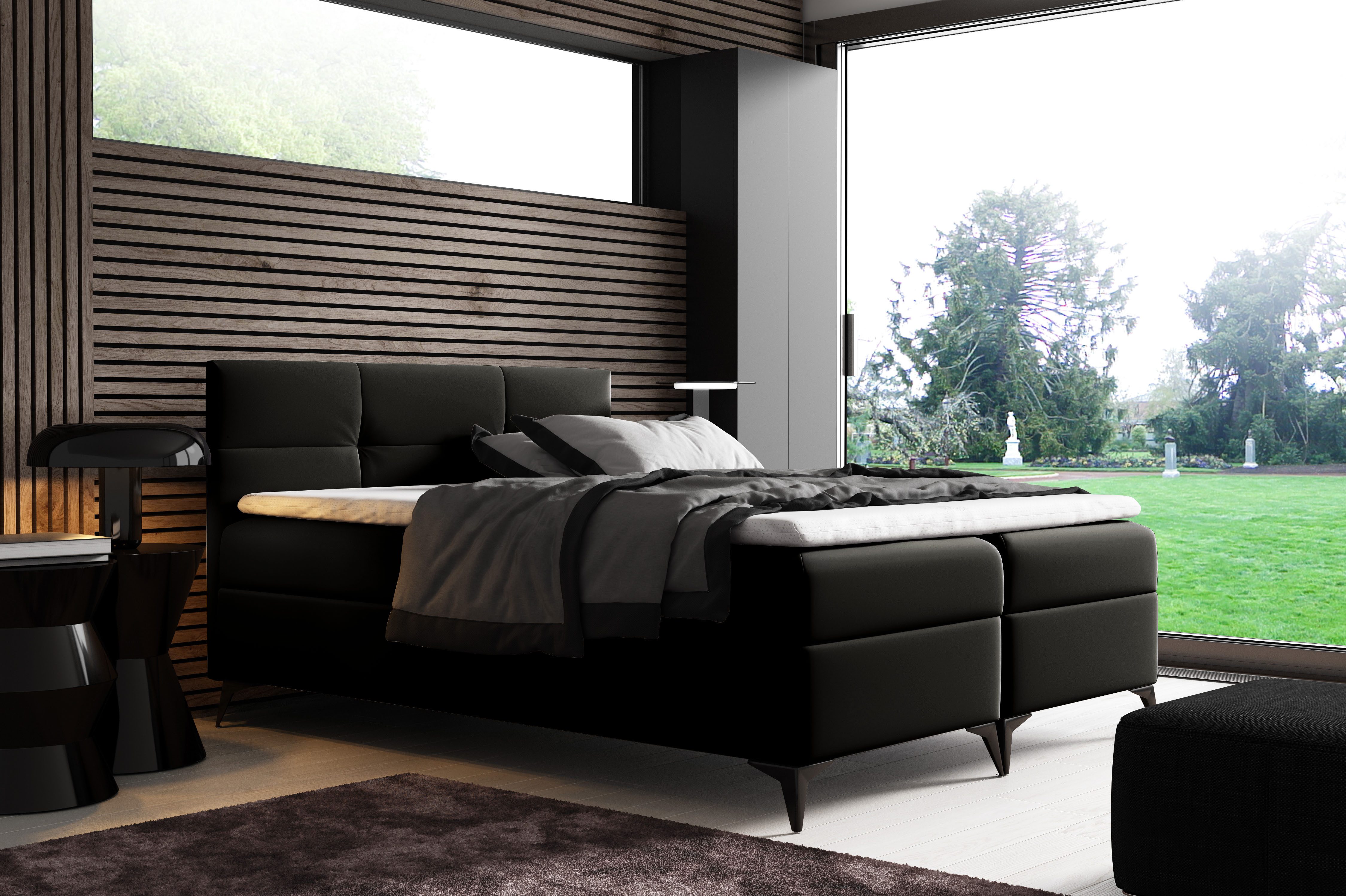 MF Design Boxspringbett Boxspringbett FIGARO mit Bettkasten und Federautomatik, Vorhanden