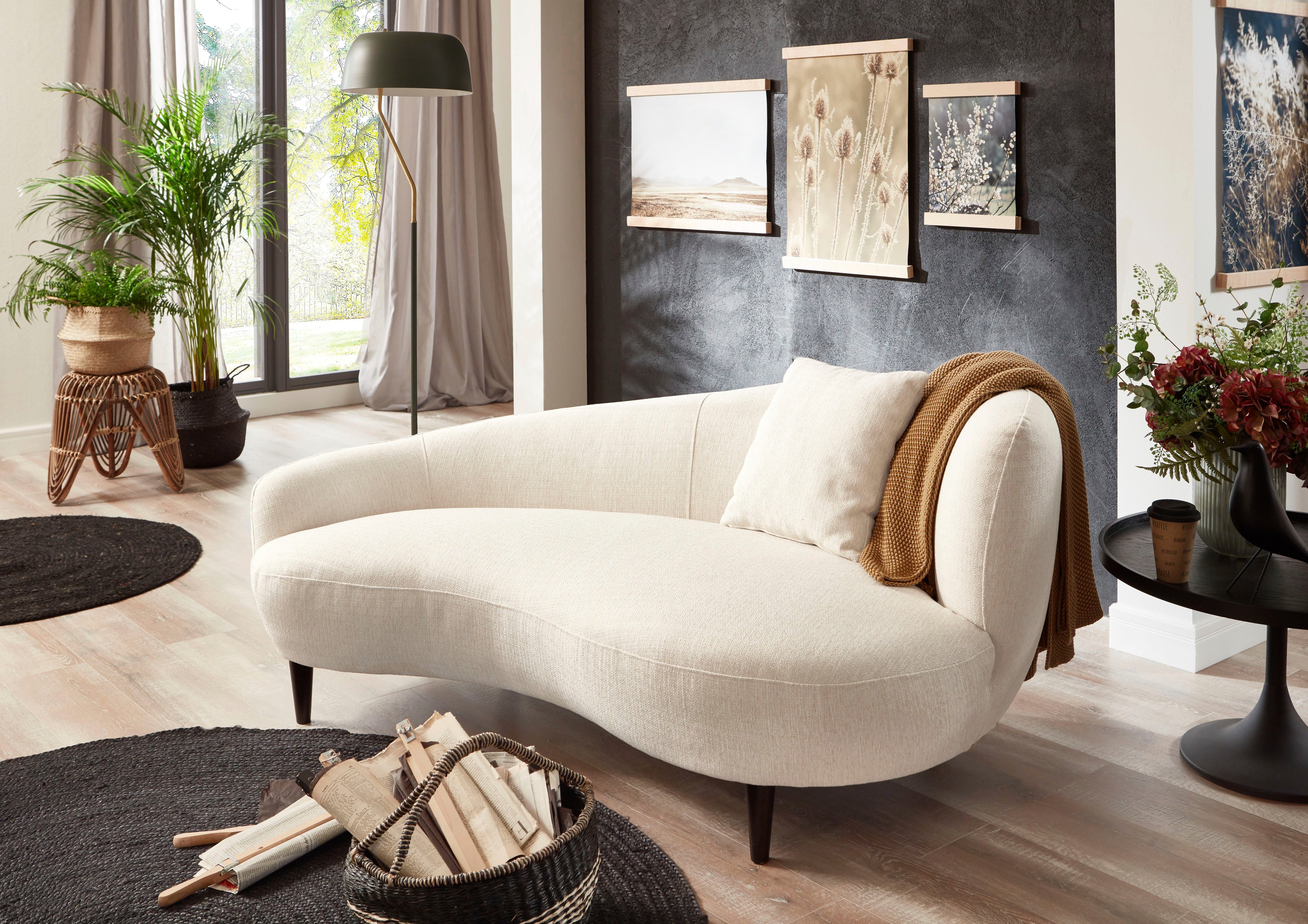 Nierenform-Sofa home ATLANTIC mit Chaiselongue collection Olivia, Originalbezug im Zierkissen