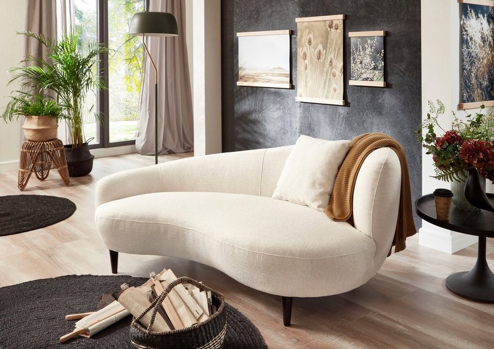 ATLANTIC home collection Chaiselongue Olivia, Nierenform-Sofa mit  Zierkissen im Originalbezug, Wenge gebeizte Massivholzfüße
