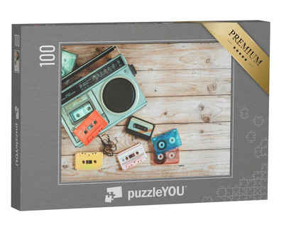 puzzleYOU Puzzle Radio-Kassettenrekorder mit Kassetten, 100 Puzzleteile, puzzleYOU-Kollektionen Nostalgie
