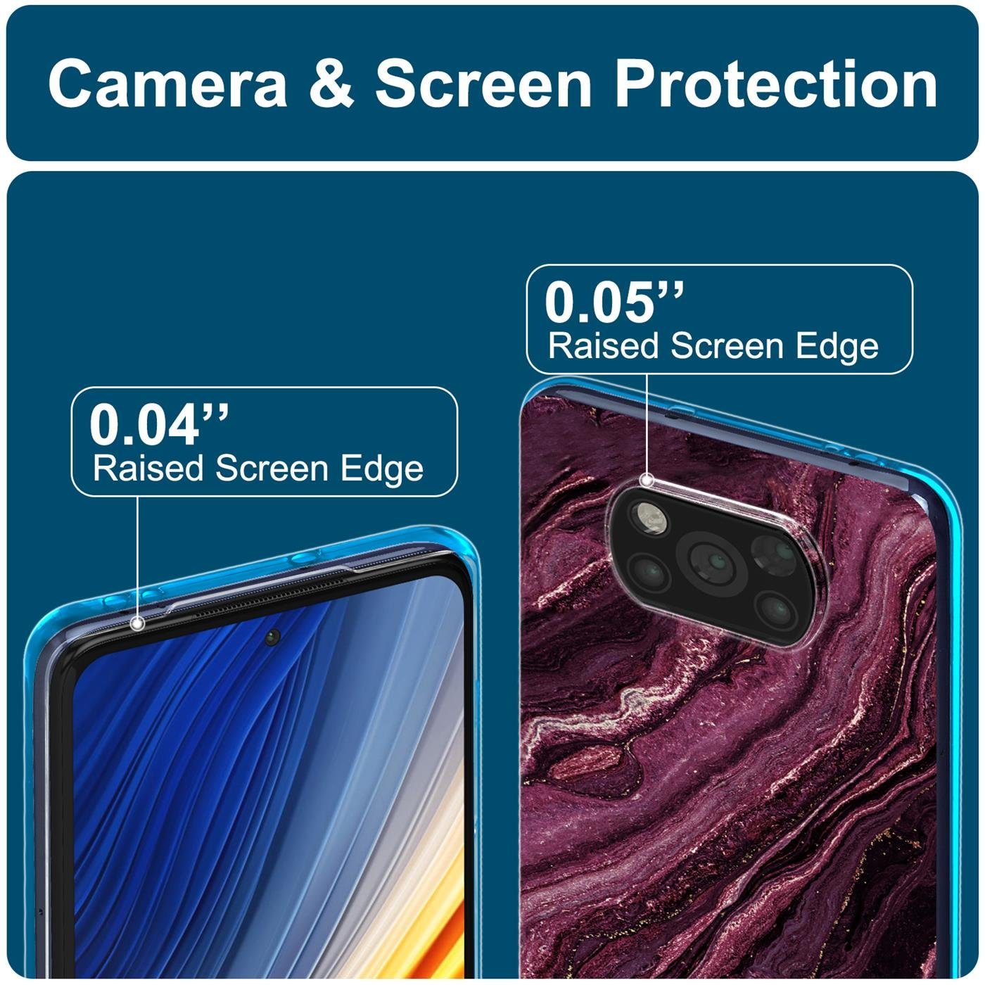 CoolGadget Handyhülle Marmor Slim Case für Xiaomi Poco X3 Pro 6,67 Zoll, Hülle Dünne Silikon Schutzhülle für Poco X3 Pro, Poco X3 Hülle