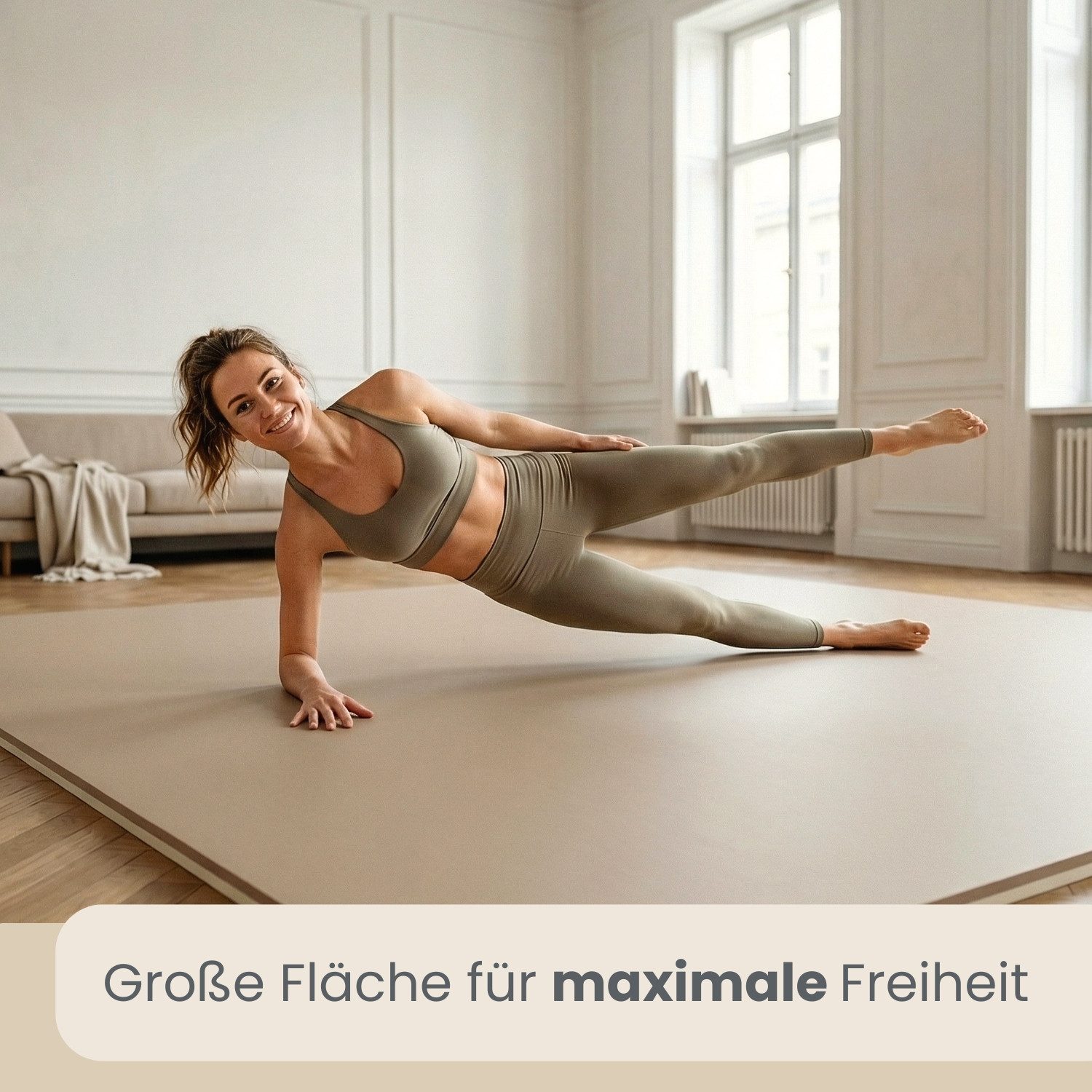 eyepower Fitnessmatte XL für Zuhause - 3,2 m² Trainingsmatte mit Rand - 8 Home Gym Matten (8-St), 63 x 63 x 2 cm Bodenschutzmatte Sport und Gymnastik - EVA Bodenmatte