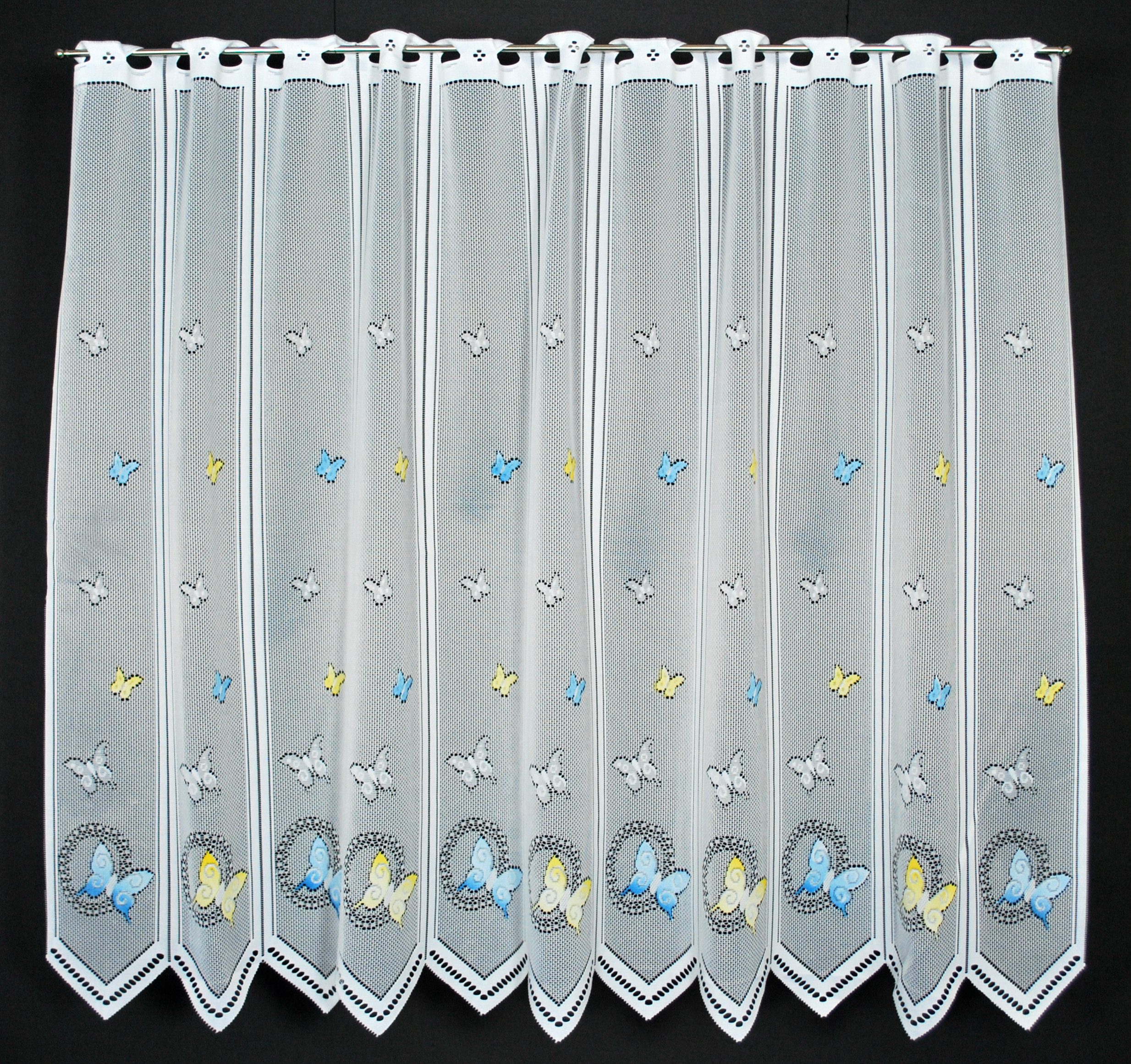 Gardinen Kranzusch Scheibengardine Schmetterlinge (1 St), Stangendurchzug, transparent, Stablöcher,transparent,verschiedene Höhen, Breiten