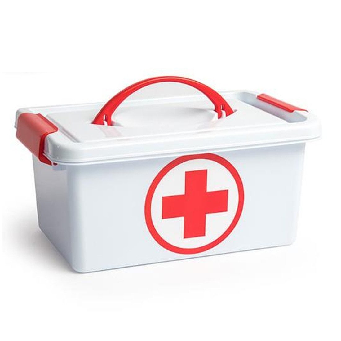 Sanixa Aufbewahrungsbox Medizinbox Weiß 4 Liter Kunststoff Klickverschluss Erste Hilfe Box (Aufbewahrungsbox Hausapotheke), Aufbewahrungskiste Medikamente Arzneimittelbox