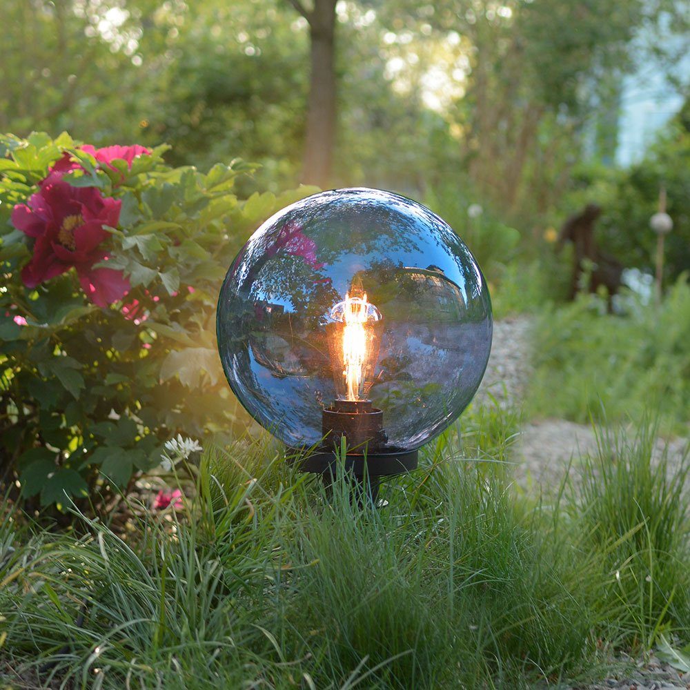 LED AußenStehlampe, Kugel Steckleuchte Dekolampe Glaskugel