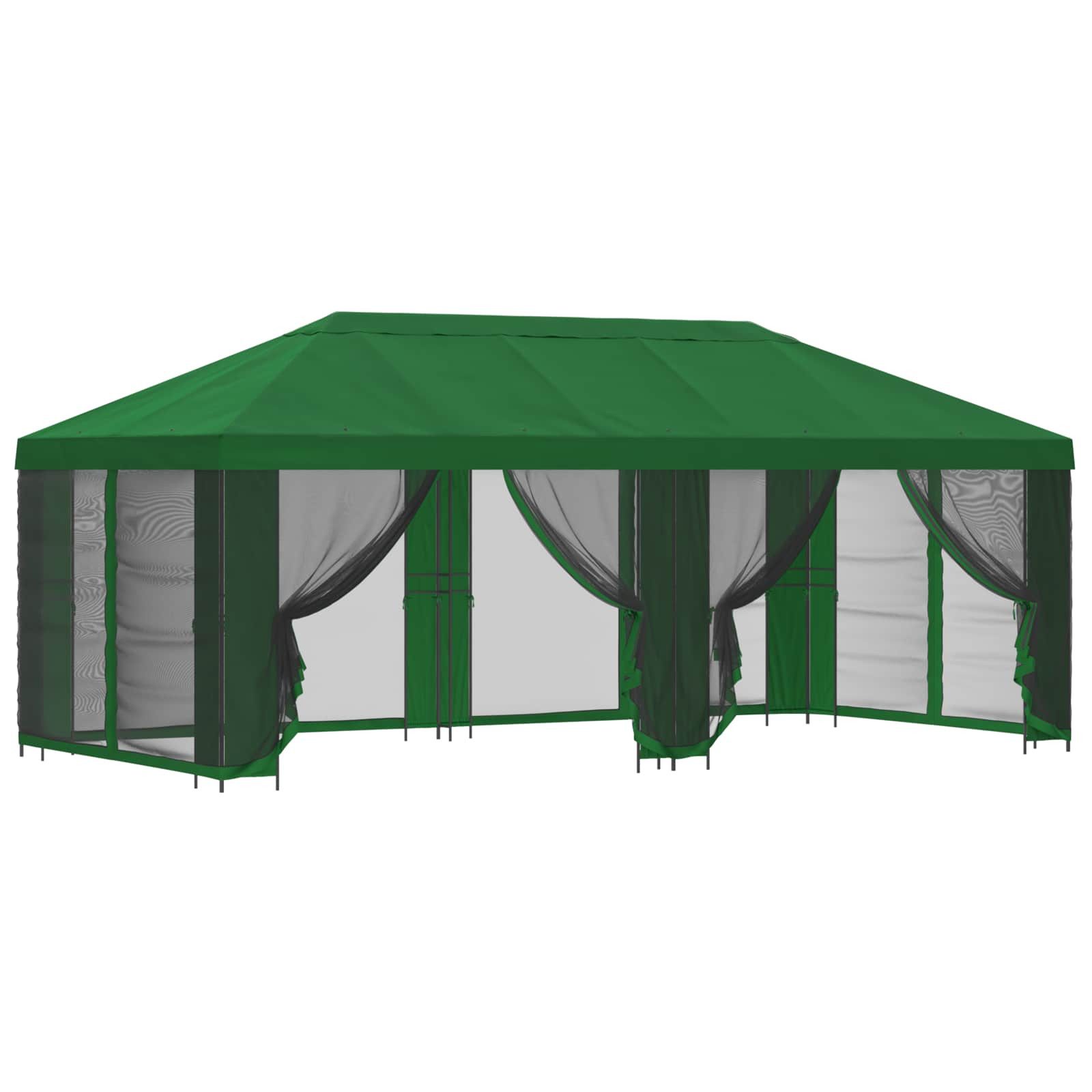 vidaXL Partyzelt Pavillon mit Seitenwänden 6 x 3 m Grün Polyester und Stahl 190
