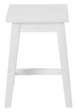 Home4You Sitzhocker, Weiß, Lackiert, Kiefernholz massiv, mit Mittelstrebe, B 33 x H 45 x T 33 cm