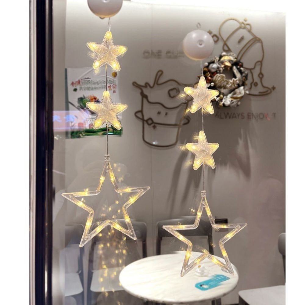 LED Weihnachtsbeleuchtung Lichterkette Saugnapf Hängende Beleuchtetes Lichtervorhang, Deko Fenster Glocke+Schneeflocke+Stern mit JOYOLEDER