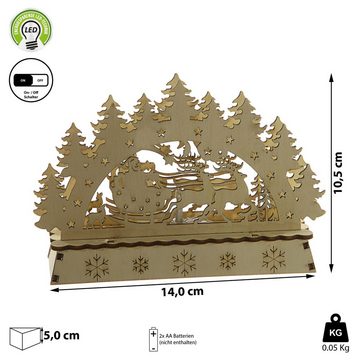 CEPEWA LED Dekolicht LED Schwibbogen Schlitten Rentier 14x10,5x5cm