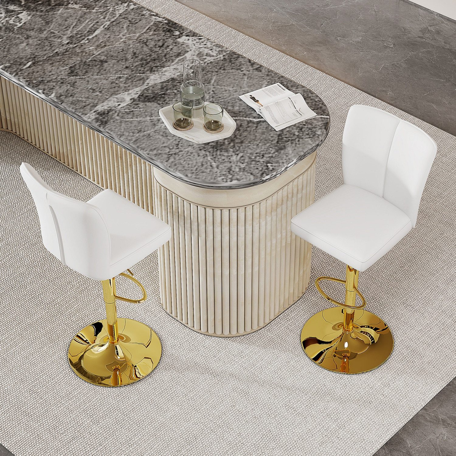 ANYSUN Barhocker Höhenverstellbarer Barhocker im 2er-Set,360° drehbar. (Ergonomische Gepolsterte Barstühle mit Rückenlehne), Barstühle,Küchenstuhl, geeignet für Kücheninseln.