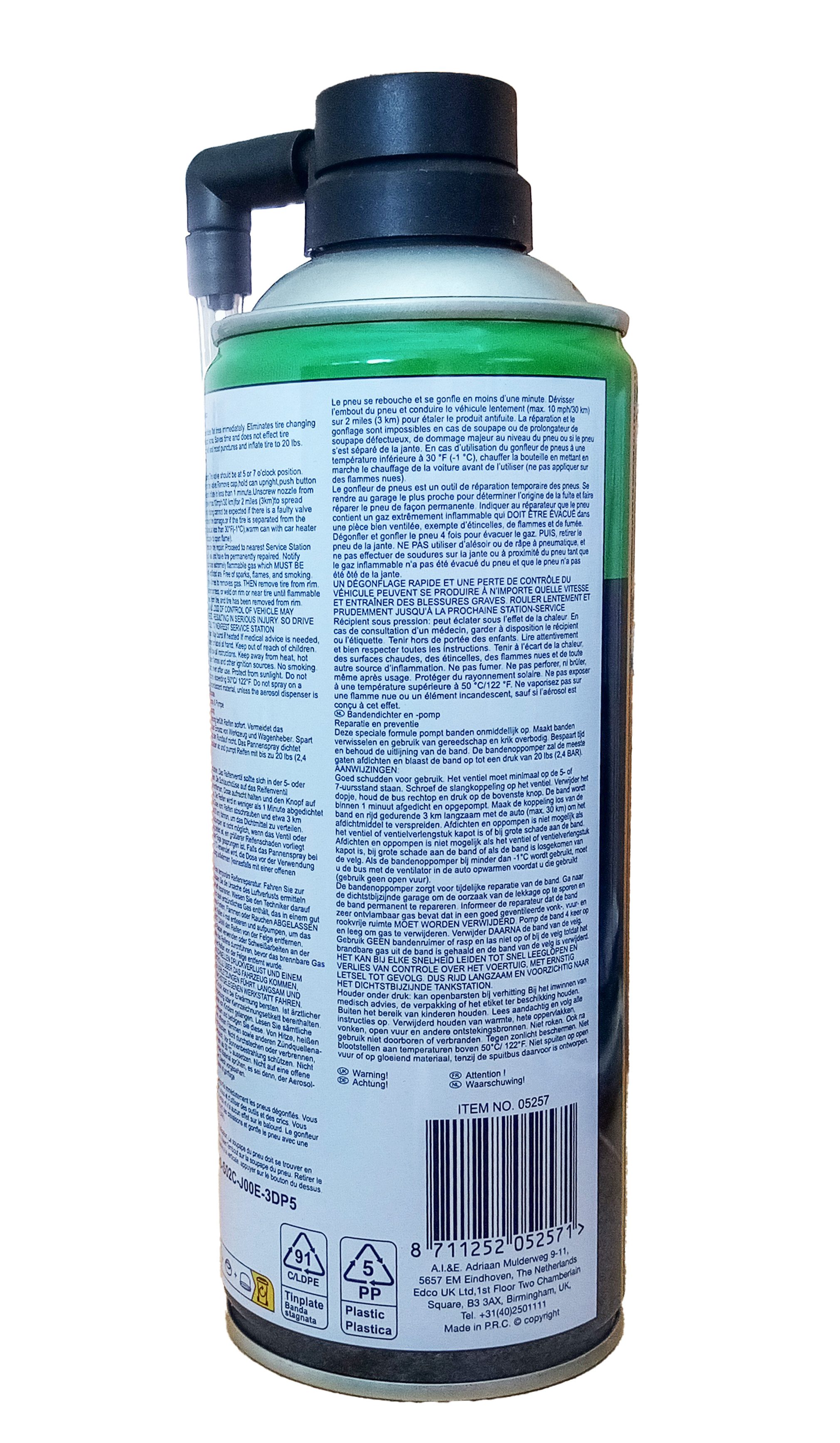 EDCO Reifen-Reparaturset REIFEN-PANNENSPRAY & PUMPE 450ml für Auto Motorrad 71, Reifendichtmittel Reifenreparaturspray Reifen Reparatur Spray