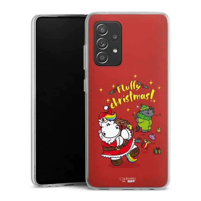 DeinDesign Handyhülle Pummeleinhorn Fluffy Christmas Red Samsung Galaxy A52s 5G Silikon Hülle Bumper Case Handy Schutzhülle